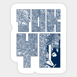 Tokyo, Japan City Map Typography - Coastal Sticker